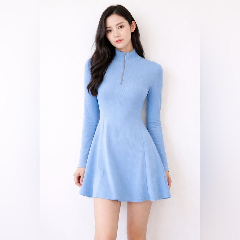 Like New! Zara ribbed quarter zipped dress, size S